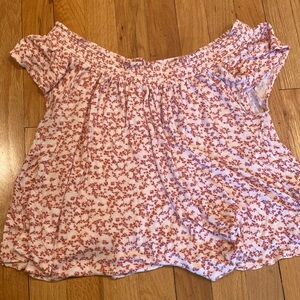 Light Pink Printed Off Shoulder Top